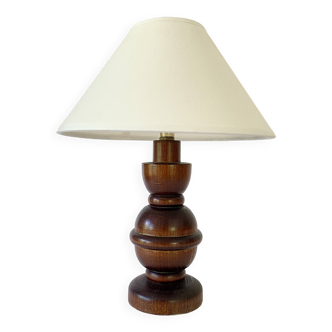 Wooden lamp, 2 M fabric cable, cotton lampshade