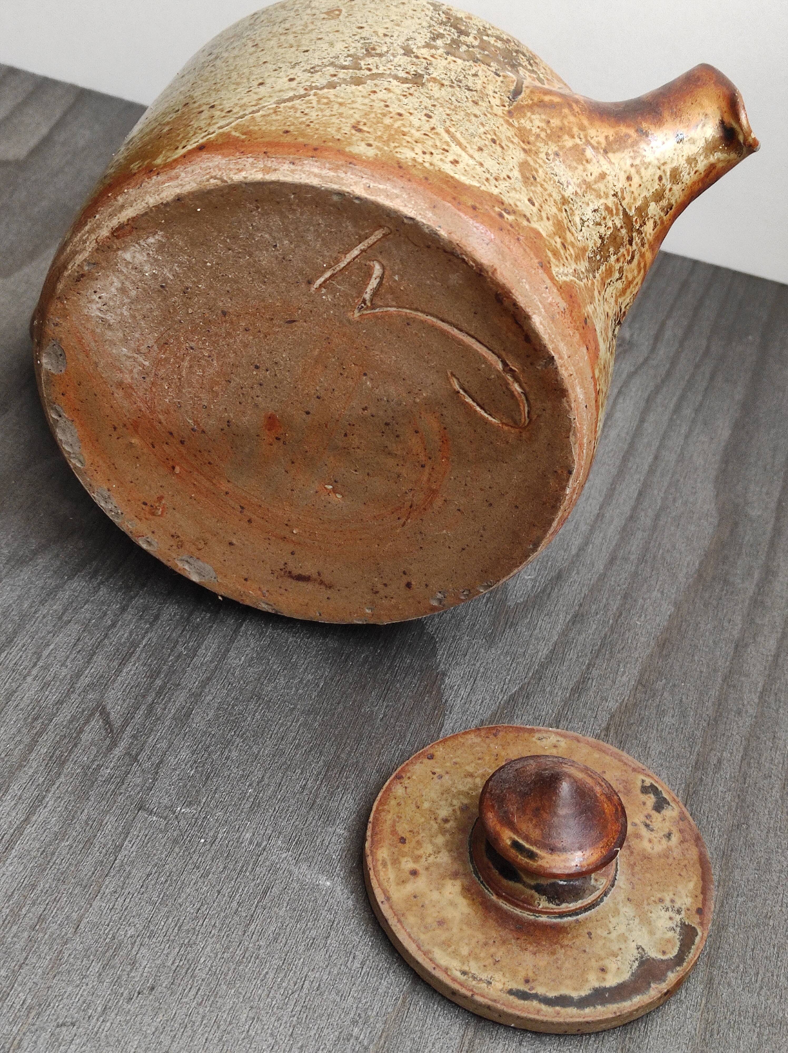 Signed vintage sandstone teapot