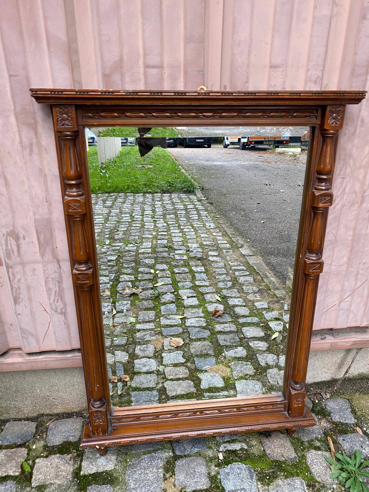 Henri II mirror in solid oak 67x97cm from the 19th century