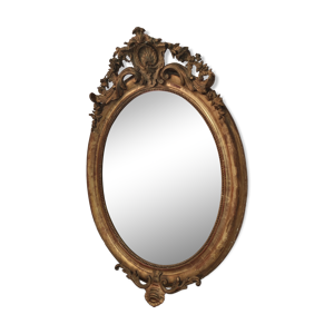 Miroir doré médaillon (132x92
