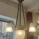 Pierre Gilles, beautiful art deco chandelier circa 1930 in bronze and molded glass