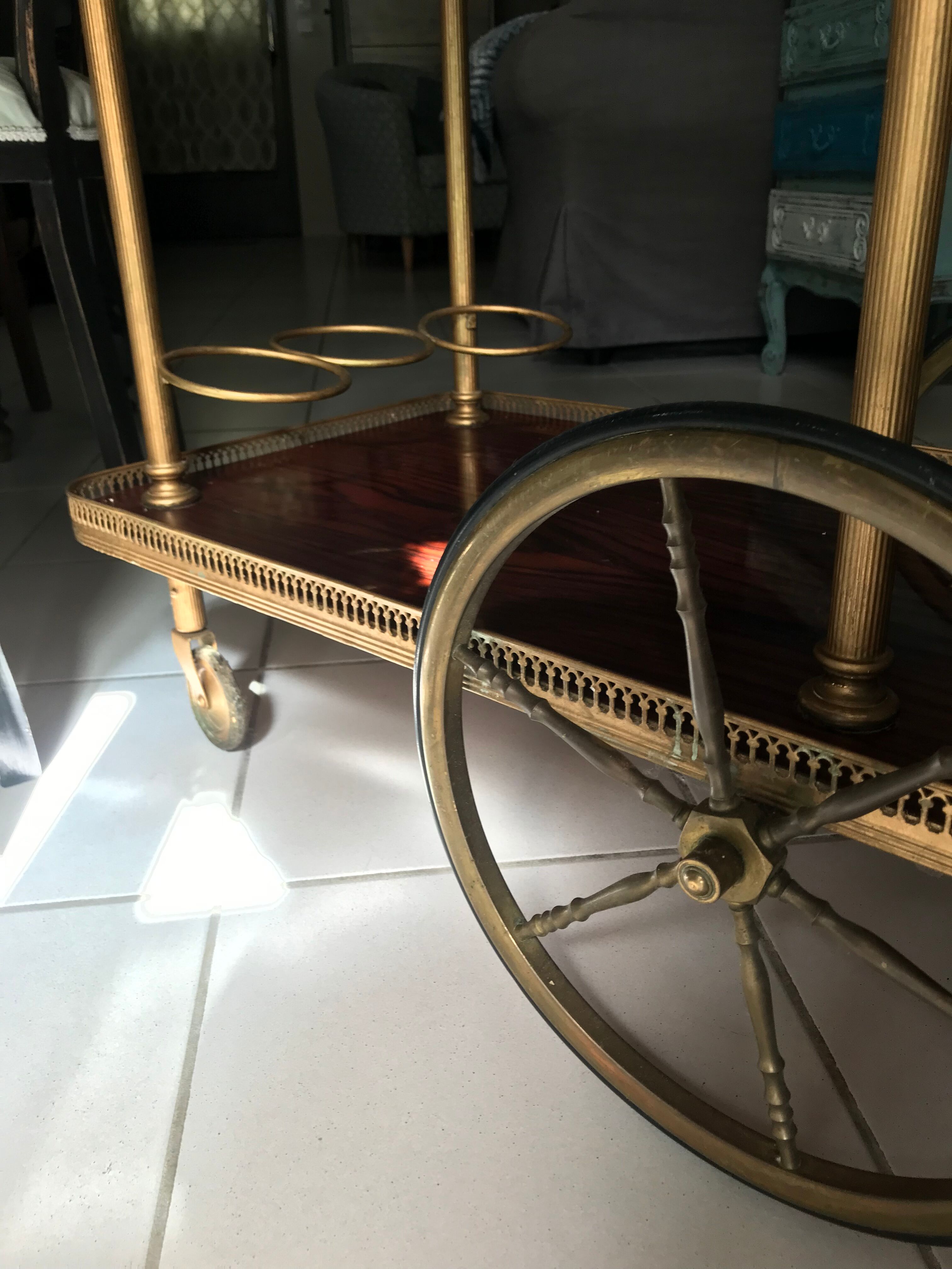 Rolling service wood and brass