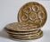 Six oyster plates earthenware with matte enamel, 50s