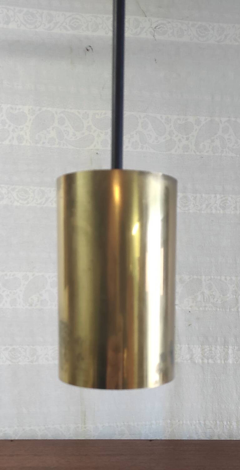 Modernist design pendant light in metal and brass - 50s/60s