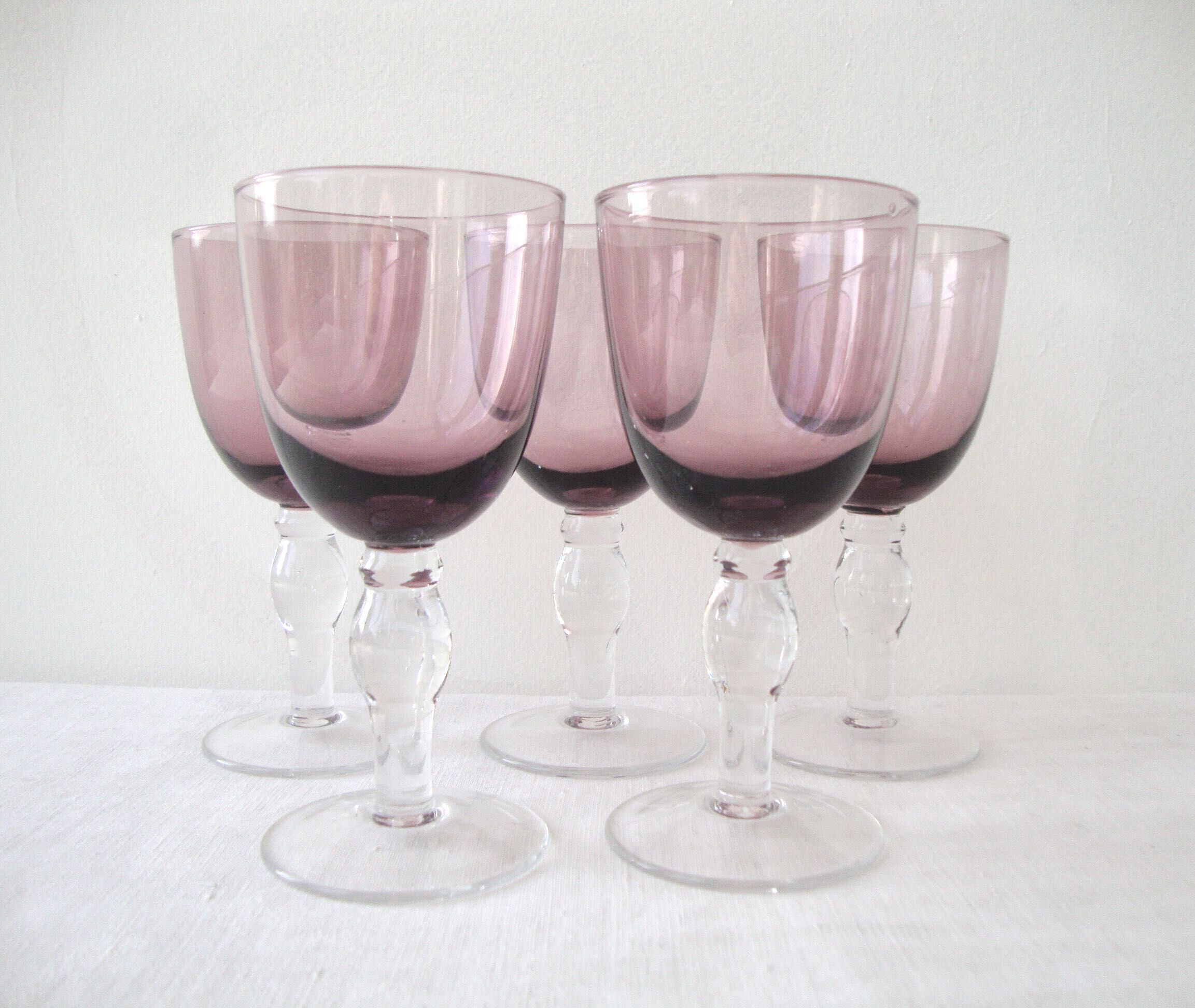 Set of 5 parma-coloured wine glasses