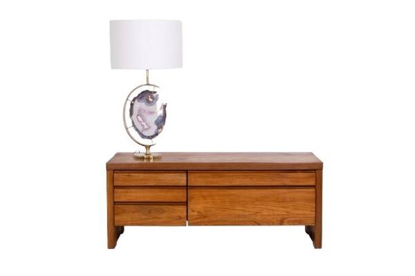 Pierre Chapo. Commode basse en orme blond. Circa 1970.