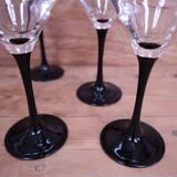 6 Verres cocktail à pied noirs Luminarc vintage