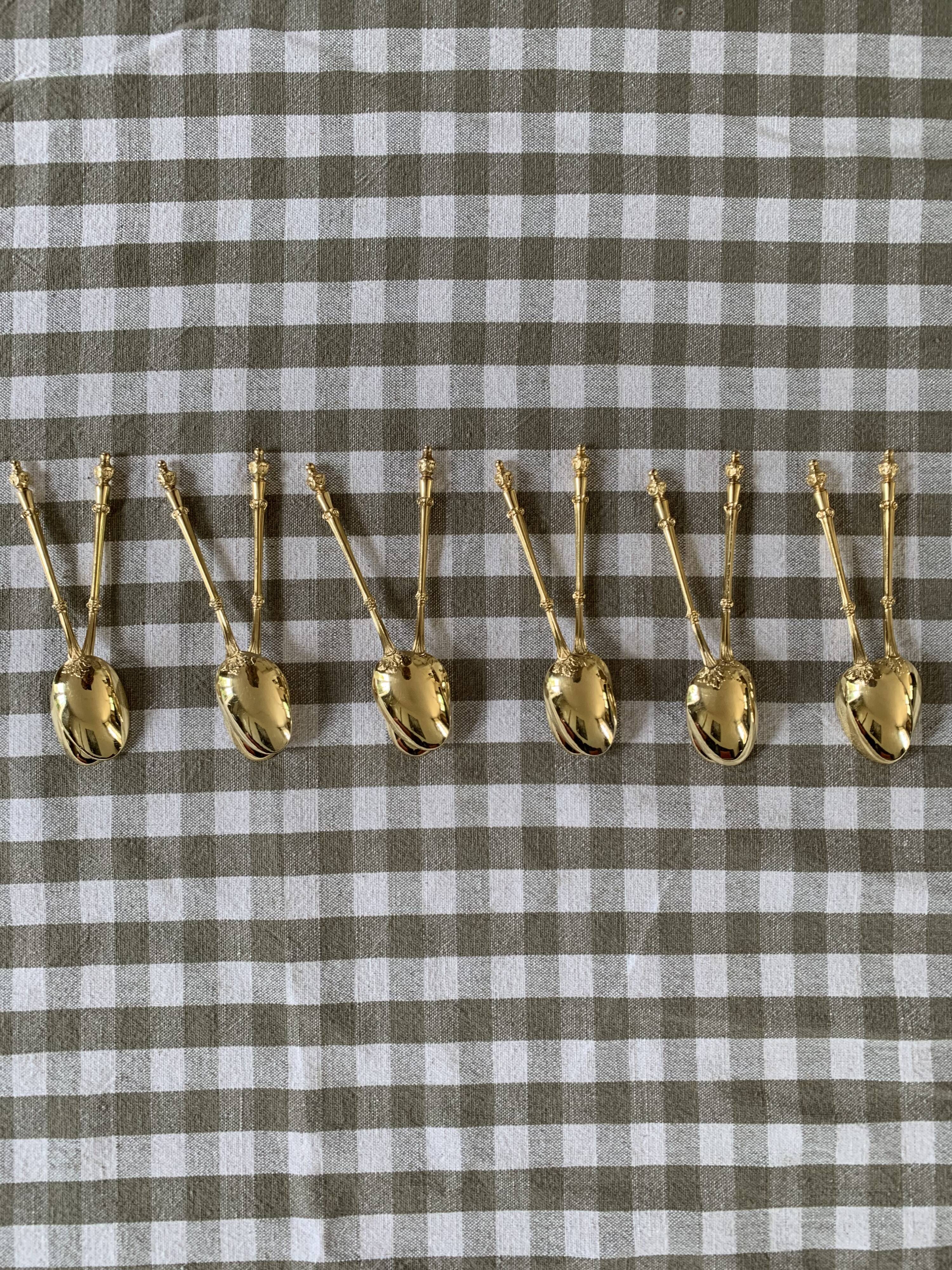 12 silver vermeil neck brace mocha spoons