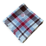 Vintage checkered tablecloth with BF monogram