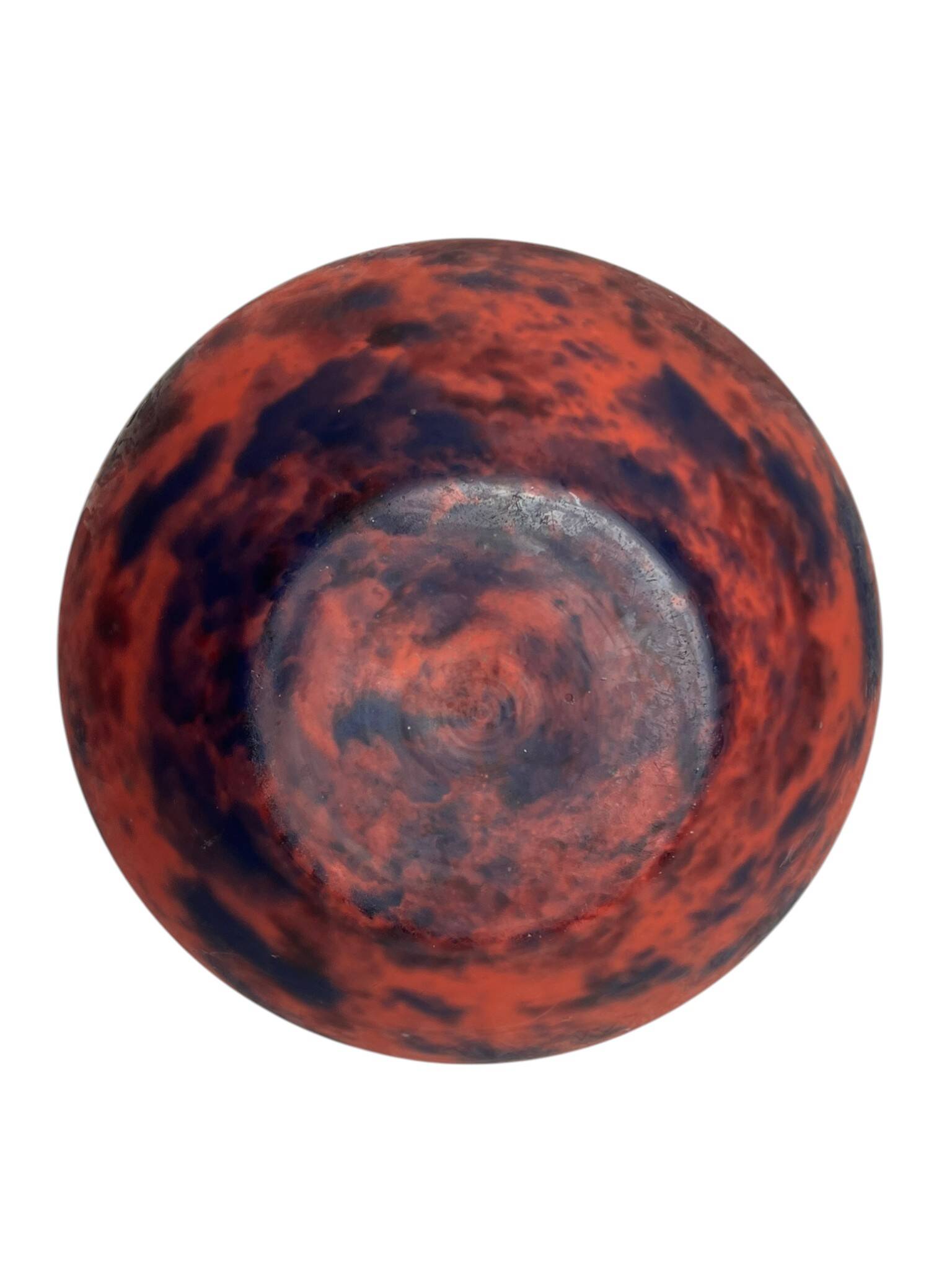 Art Deco, marbled glass round vase by Delatte Nancy circa 1930