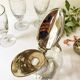 Ewer, decanter in silver-plated metal and glass
