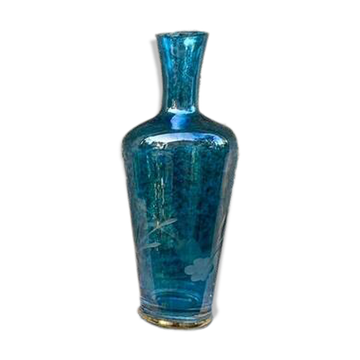 Vase bleu gravé vintage