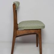 Mid-century apple green wool chair, beech wood, Rajmund Halas, Poland, 1960.