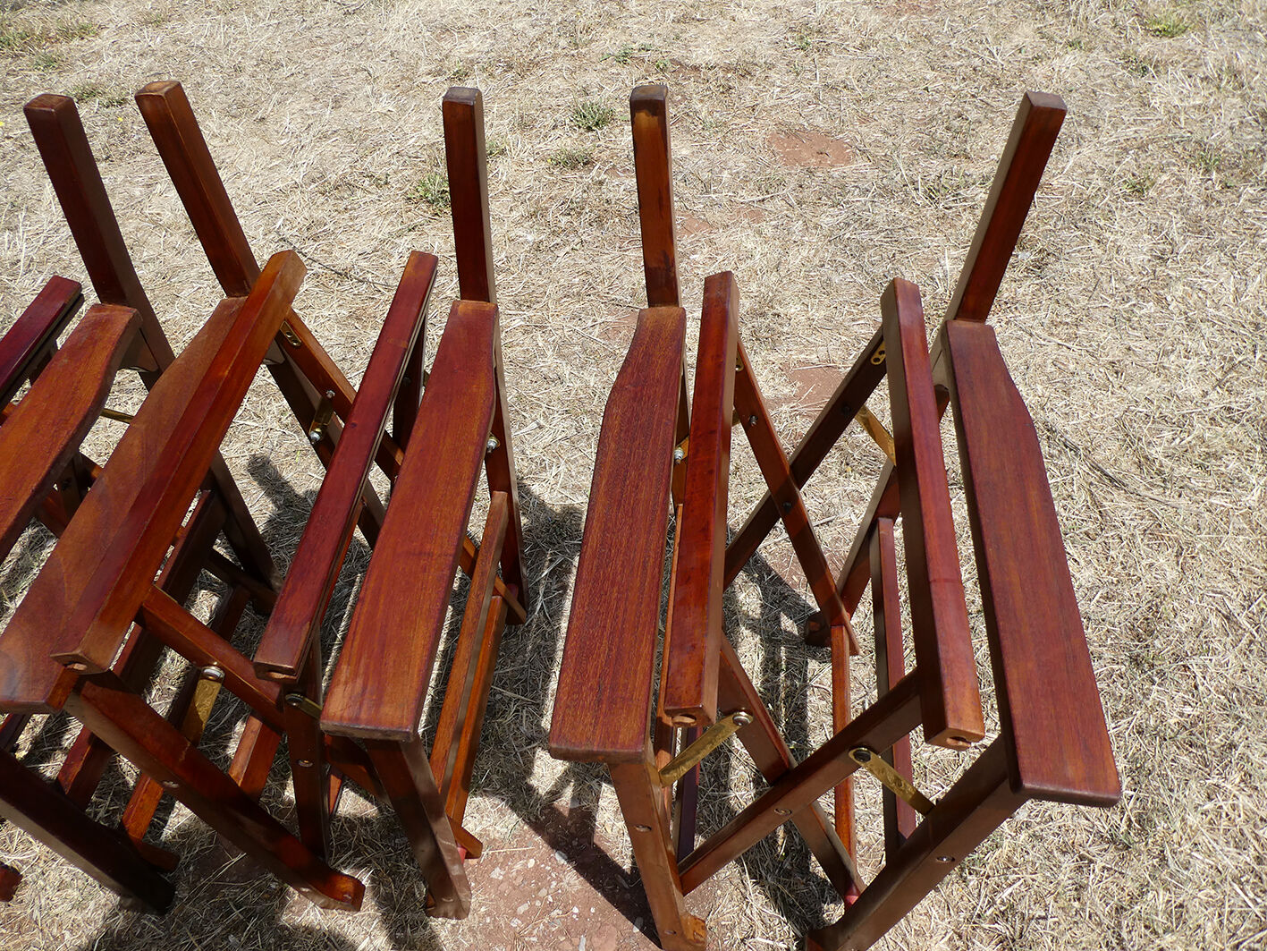 Lot of 6 foldable chairs in solid teak Roland Vlaemynck