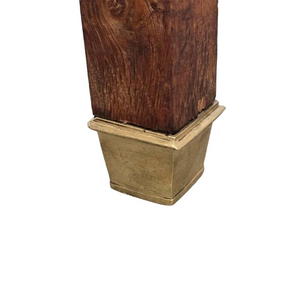 Ancienne table basse française en chêne avec pieds en bronze, années 1900