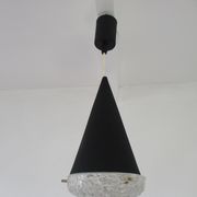 Conical suspension in metal and frosted glass design 60s - 70s