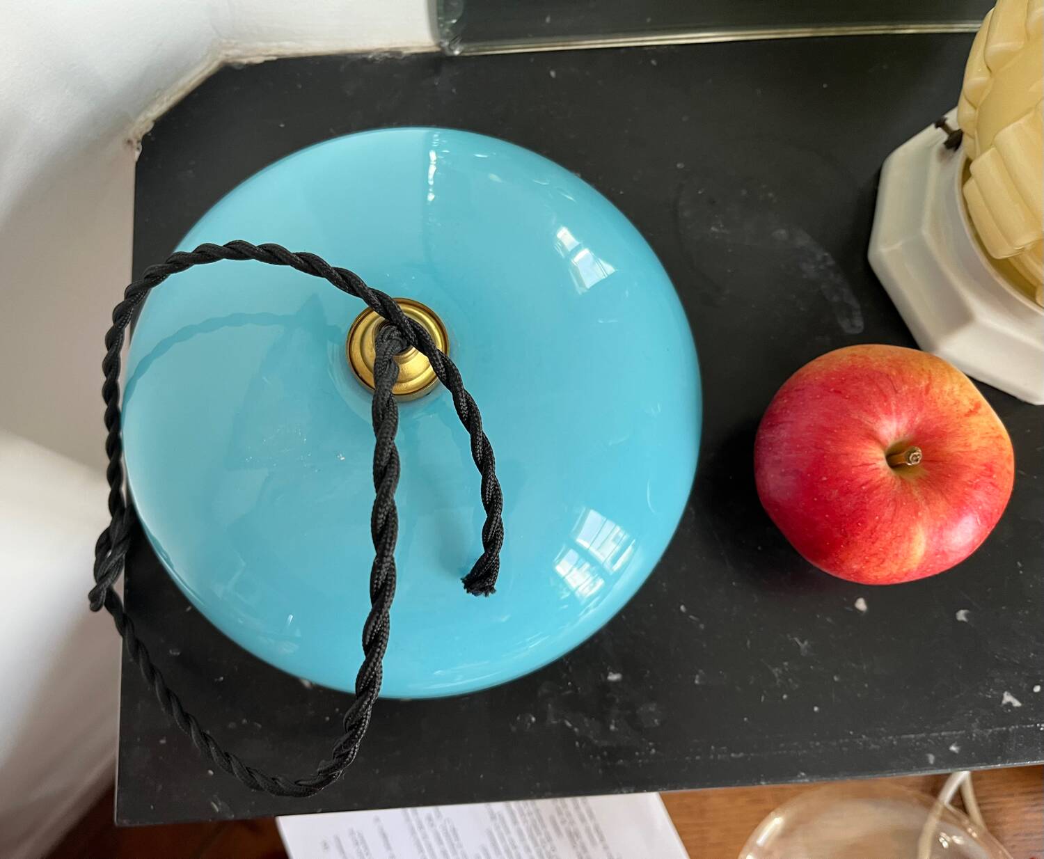 Blue opaline bowl with silver trim