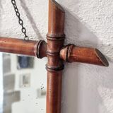 Antique Faux Bamboo Mirror - French Wall Mirror with Chain, 38×44 cm