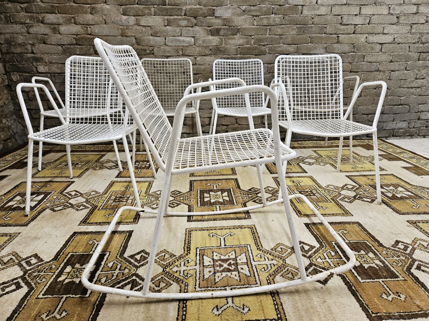 Set of 6 chairs and 1 rocking chair Rio by Emu 1960