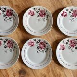 6 antique dessert plates in faience from badonviller
