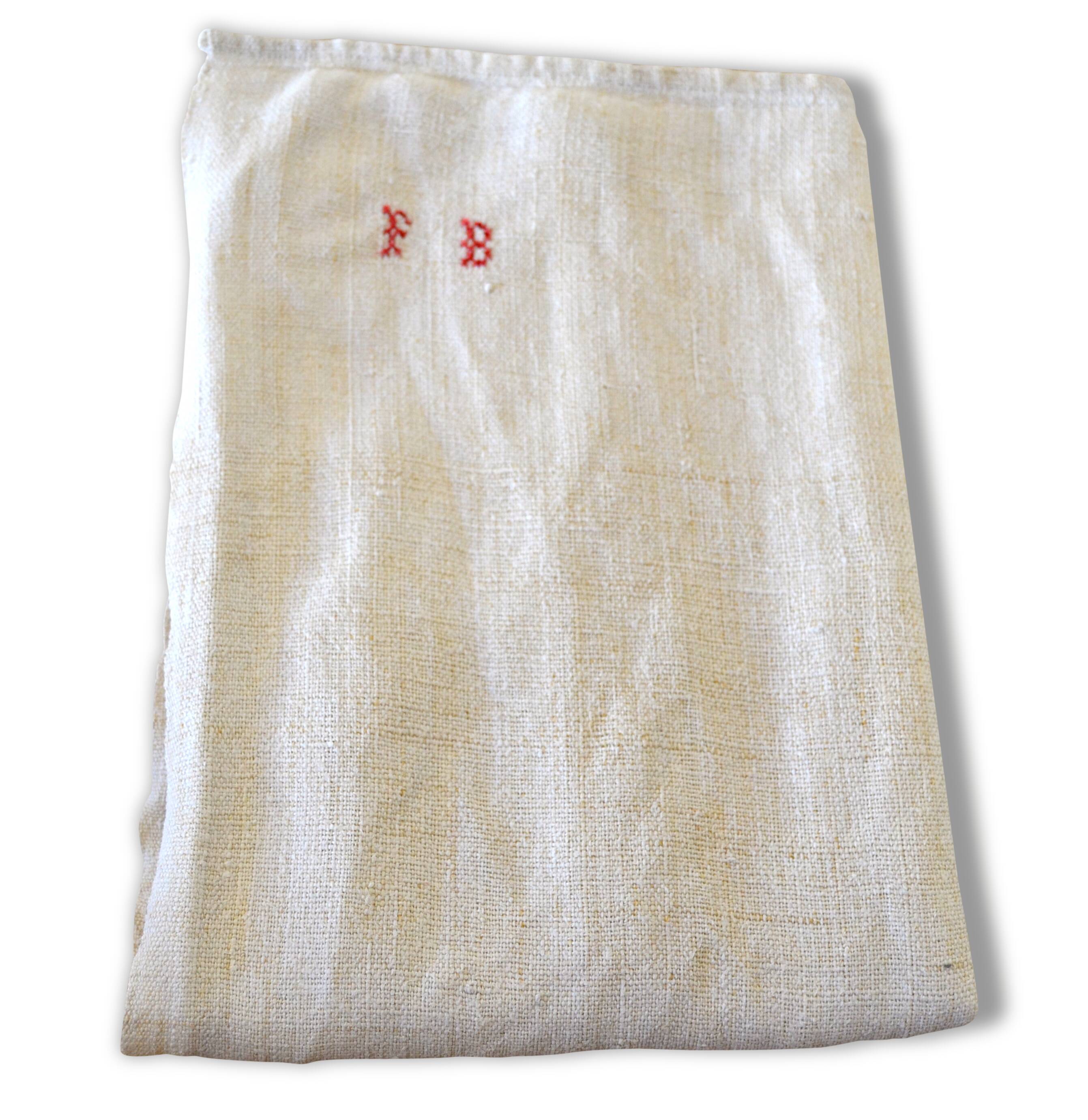 Old towel embroidered, Monogram, PB