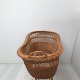 Vintage wicker cradle with 50-60s wheels