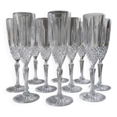 Set of 10 crystal champagne flutes