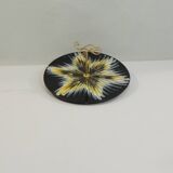 Vintage 70s black and yellow serving plate – Retro decorative plate