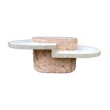 Asymmetrical coffee table design 80s in Mactan stones, travertine by Magnussen Ponte.