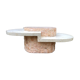 Asymmetrical coffee table from the 80s made of Mactan stone and Magnussen Ponte travertine.