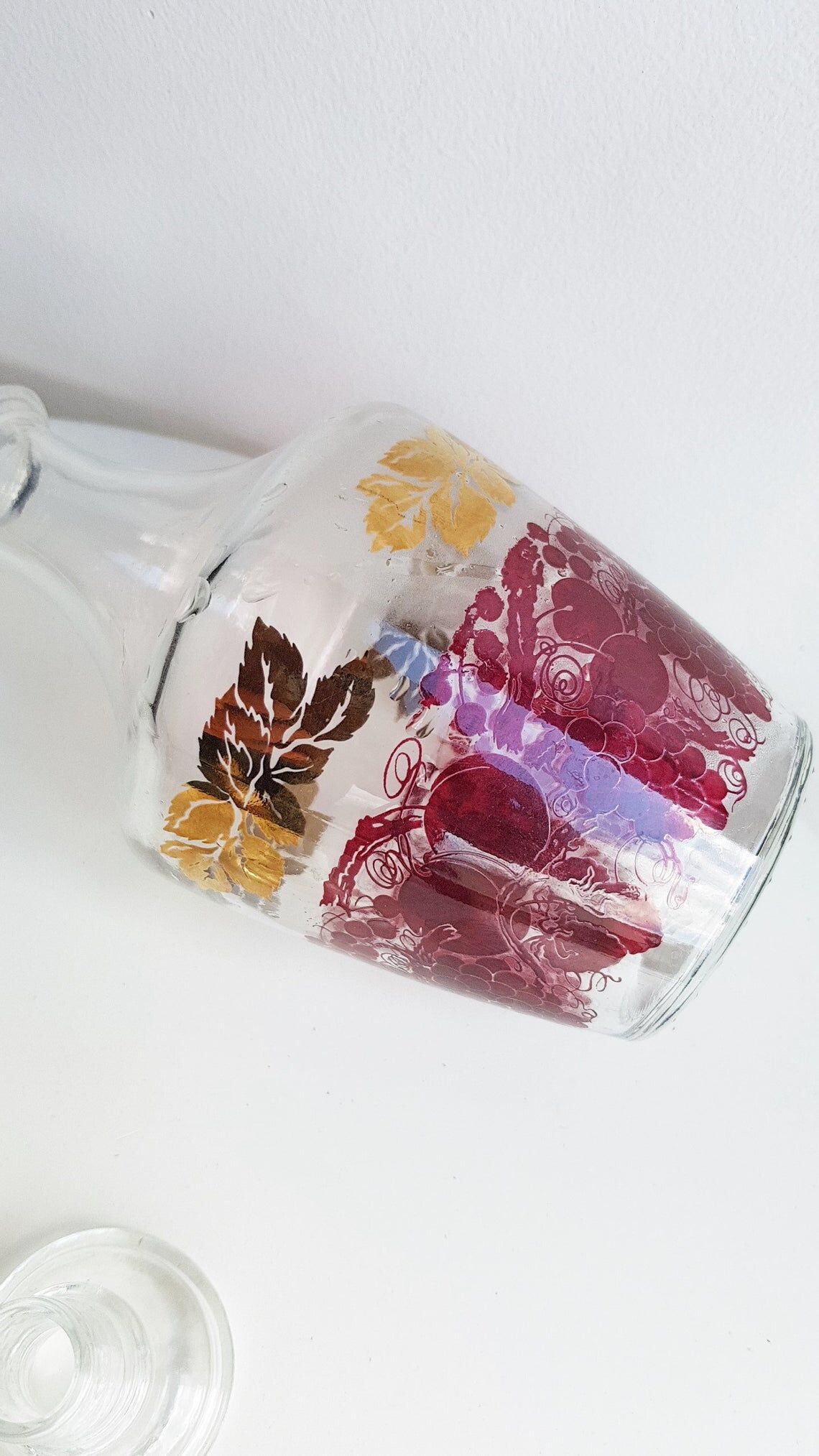 Pink and gilded glass liquor service