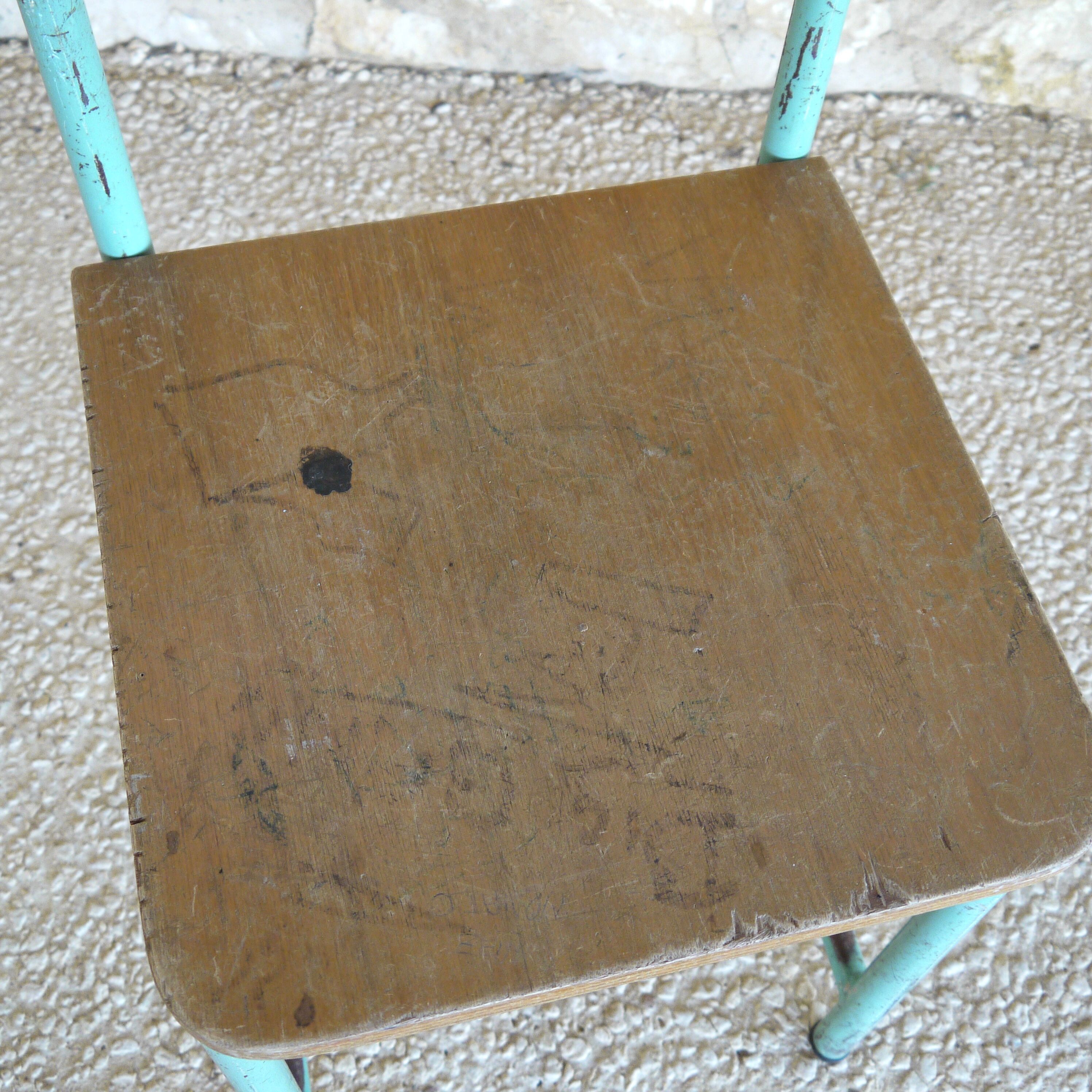 Metal and wood boarding bedside chair