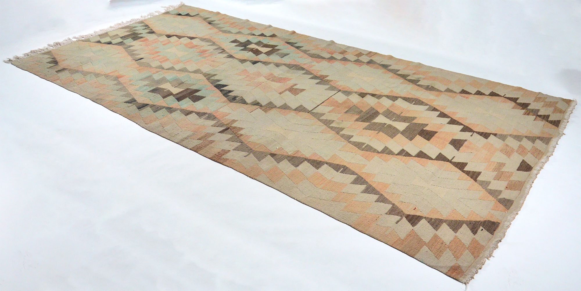 Anatolian handmade kilim rug 388 cm x 195 cm