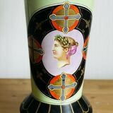 Grand Vase Lebœuf Millet & Cie décor Empire profile Roman woman on green background