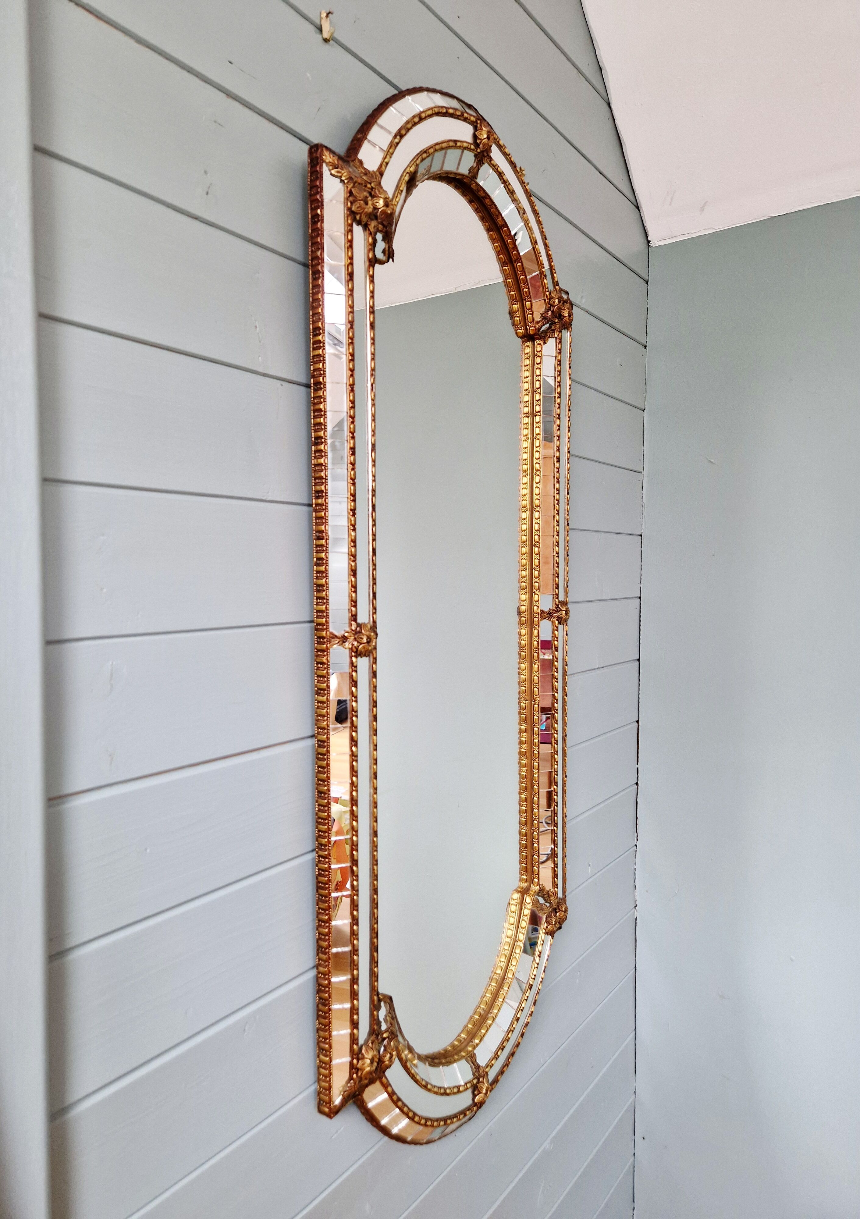 Grand miroir de style Hollywood Regency, Espagne, 1970-80