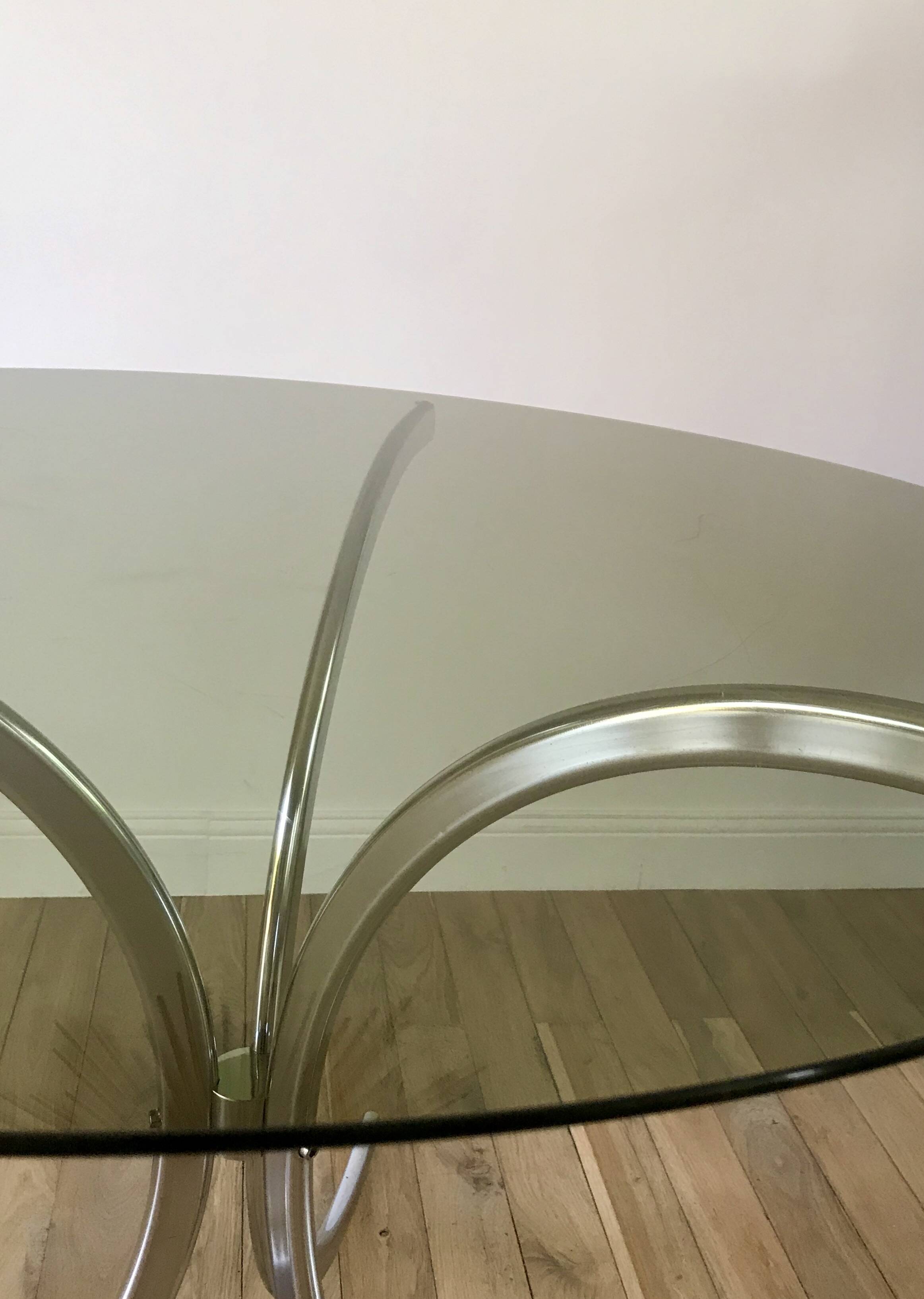 70s design chrome and smoked glass dining table