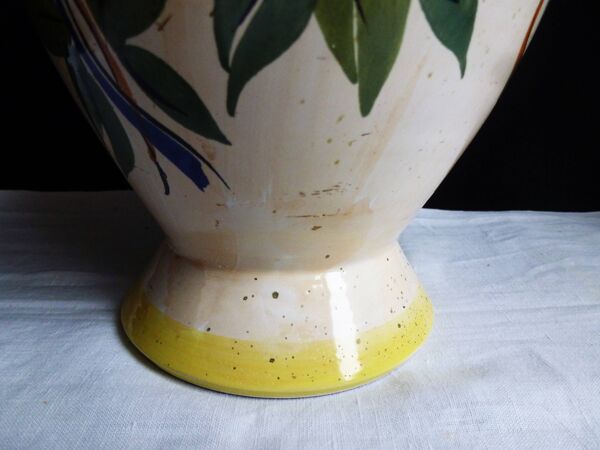 Vase à fleurs, vase français en faïence peint mains, vase décor floral.