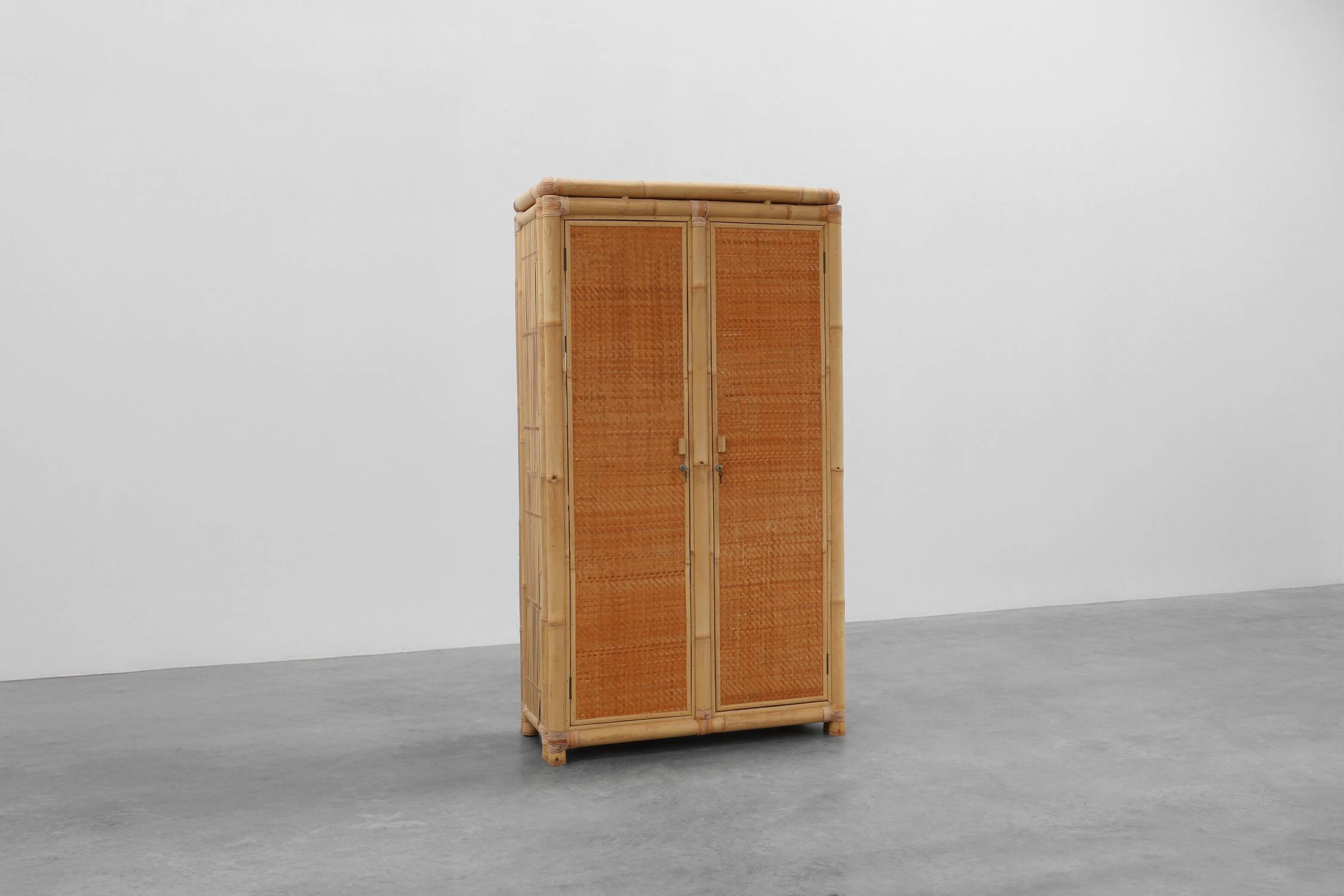 Mid-century bamboo and rattan wardrobe, Italy ca. 1960