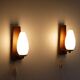 Pair of Scandinavian teak and opaline sconces 1960