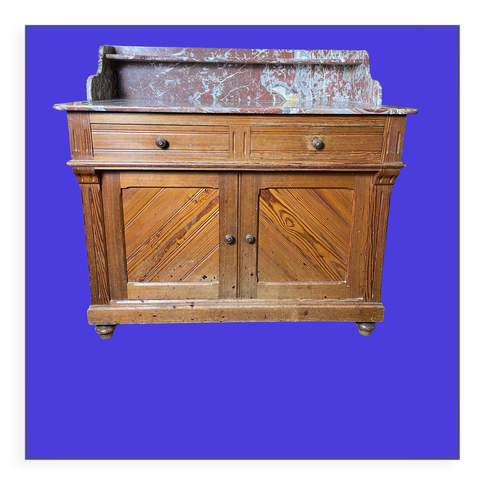 Bathroom cabinet in fir and marble