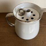 XXL modernist flowerpot pitcher vase in platinum and white porcelain