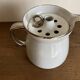 XXL modernist flowerpot pitcher vase in platinum and white porcelain