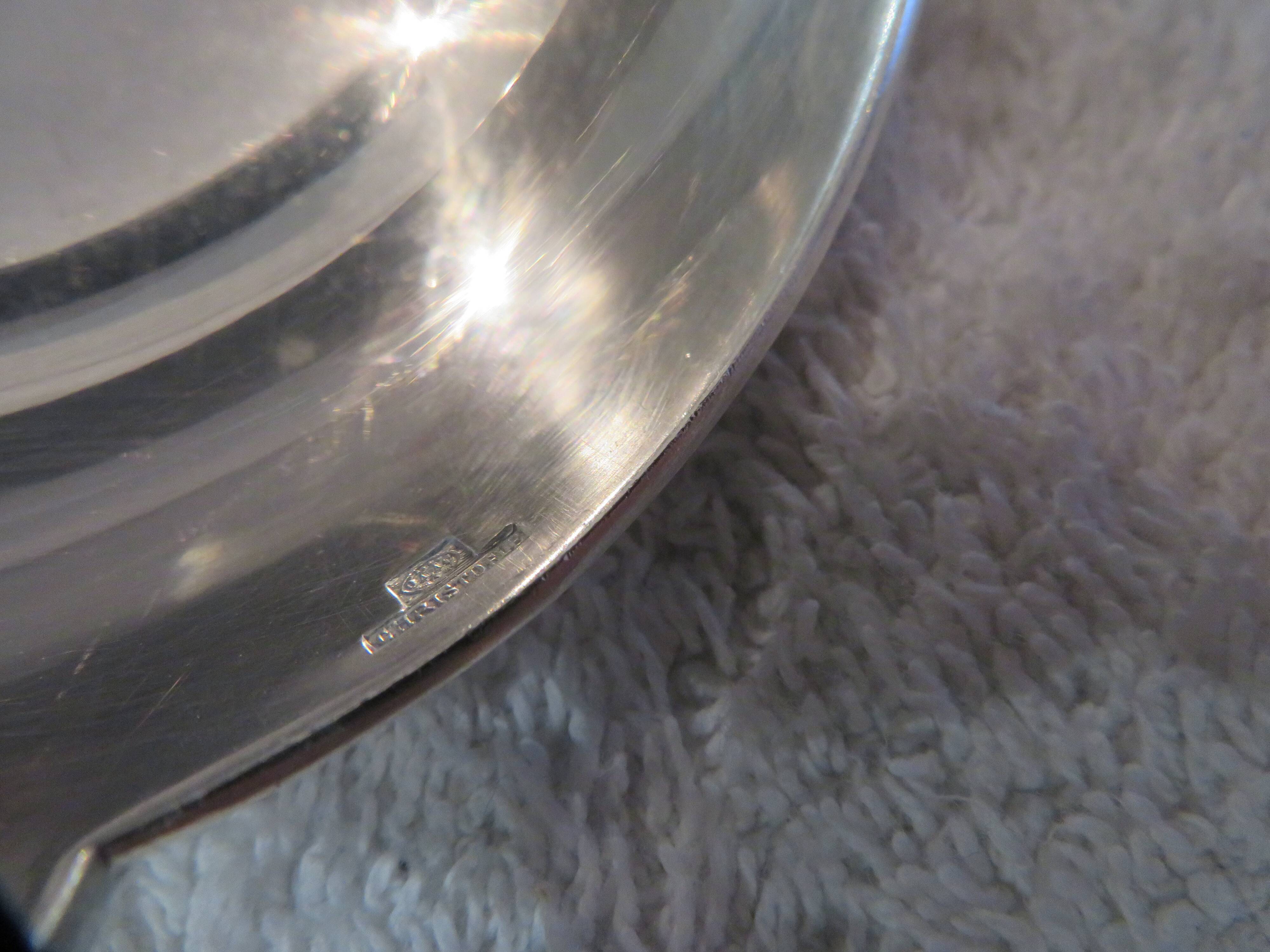 Christofle Rubans Louis XVI silver plated soup ladle, goldsmith, 32.8cm