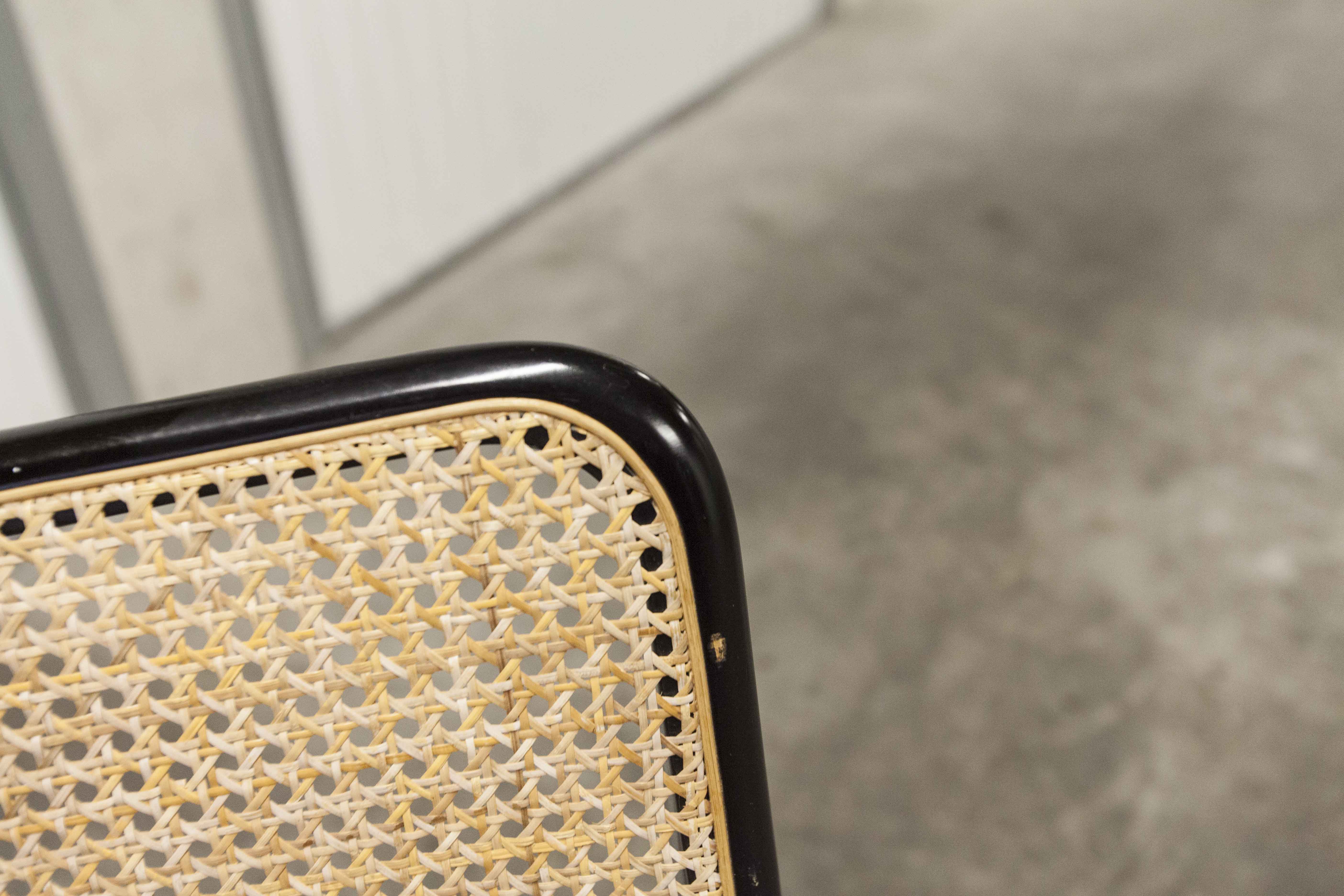 Pair of black Breuer b32 chairs and cannage