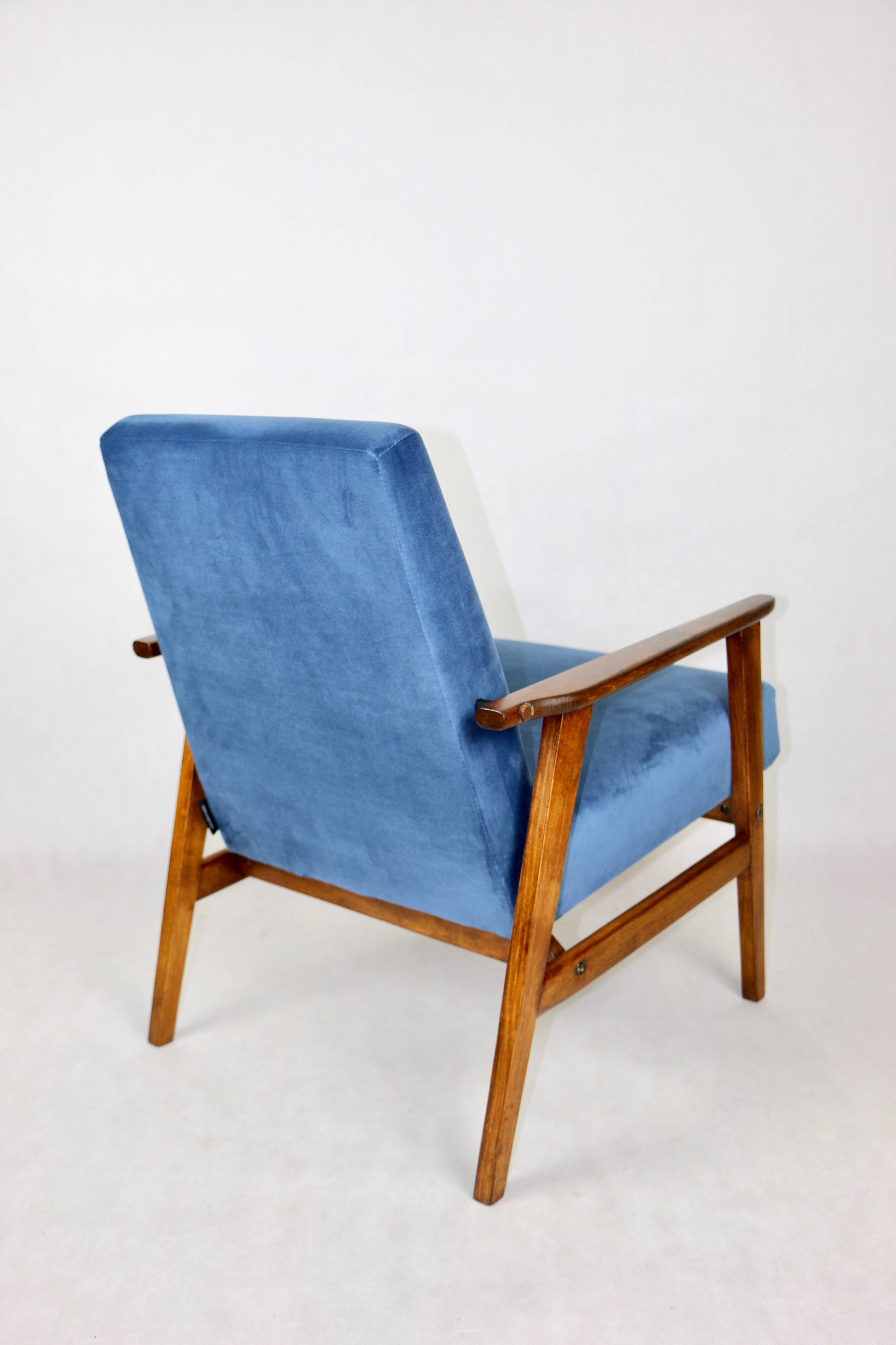 Vintage Ocean Blue Fox Easy Chair, 1970s