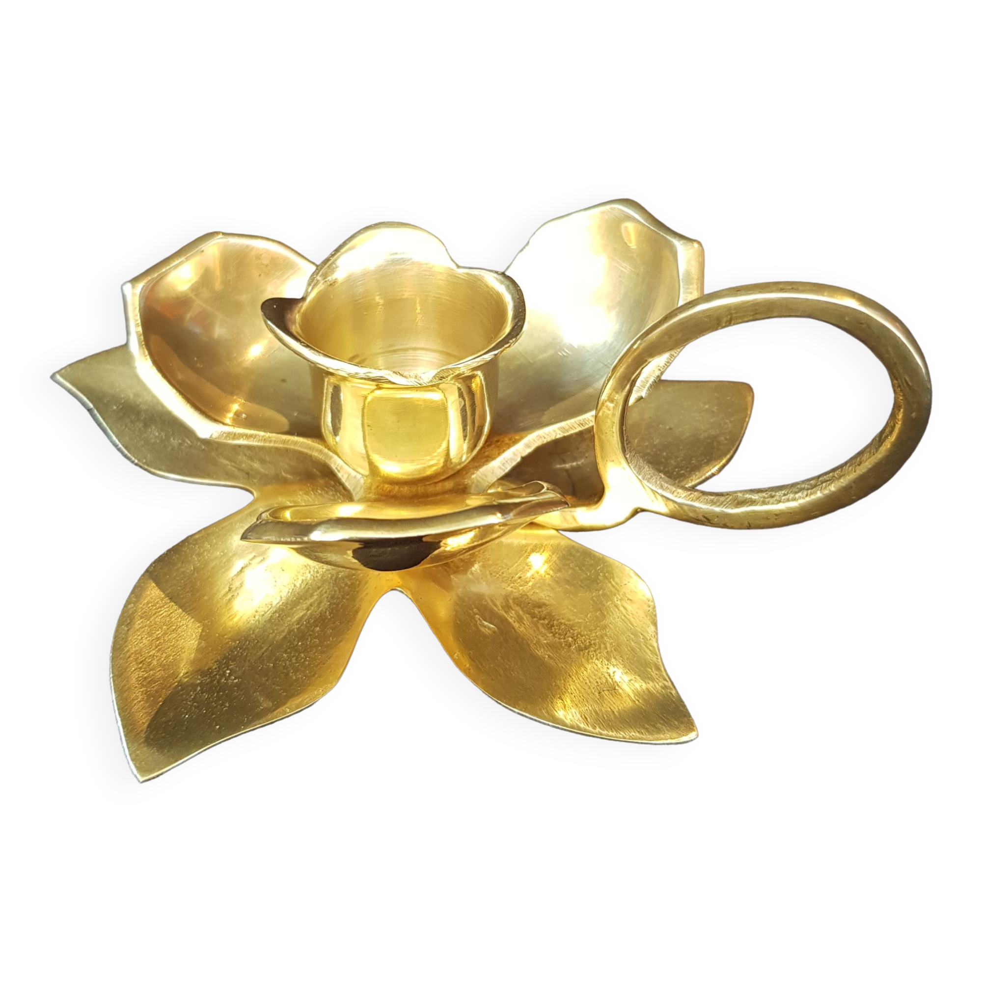 Small brass flower candle holder