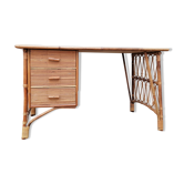 Louis Sognot vintage rattan and bamboo desk