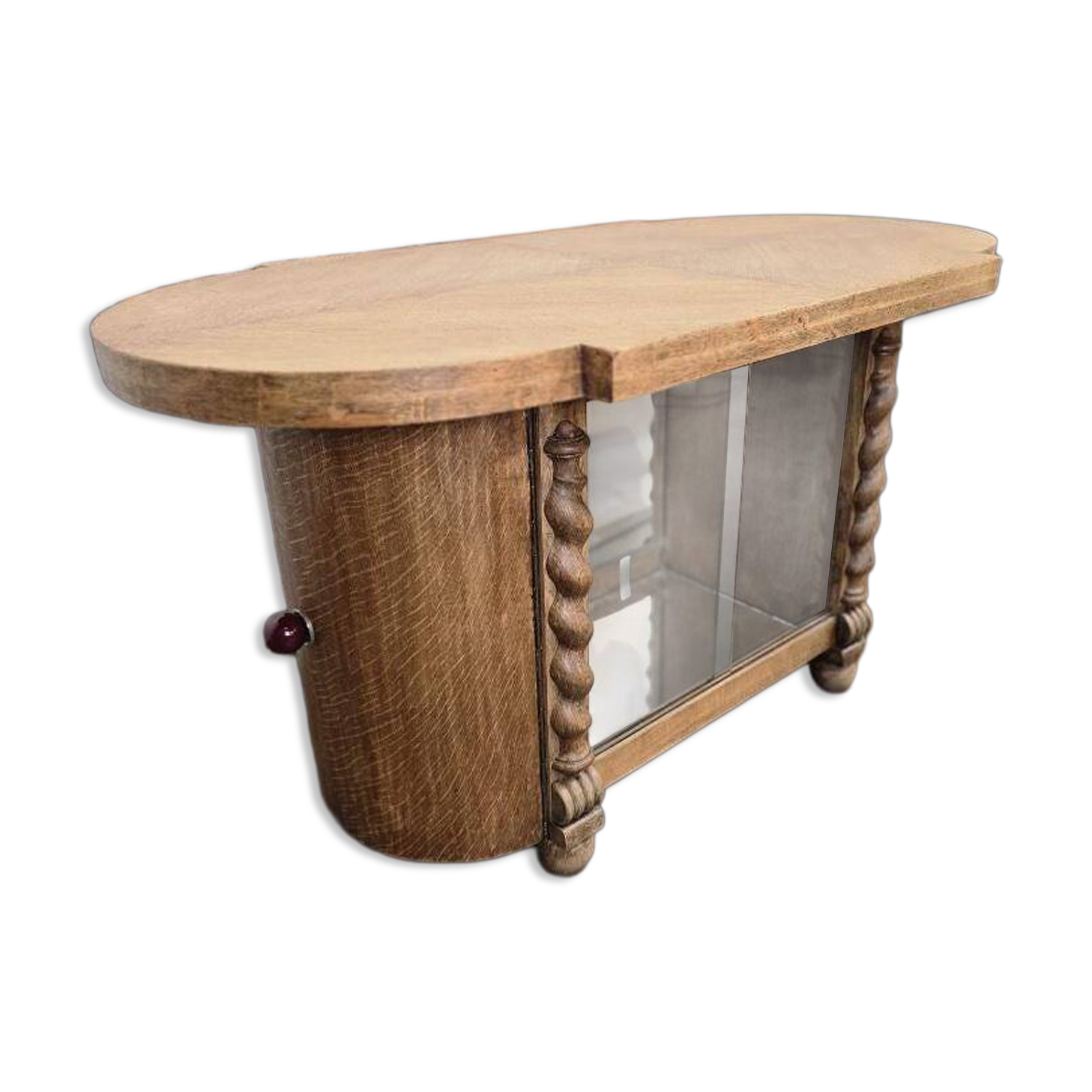 Petit meuble bar art déco vintage incurvé / meuble à thé / vitrine