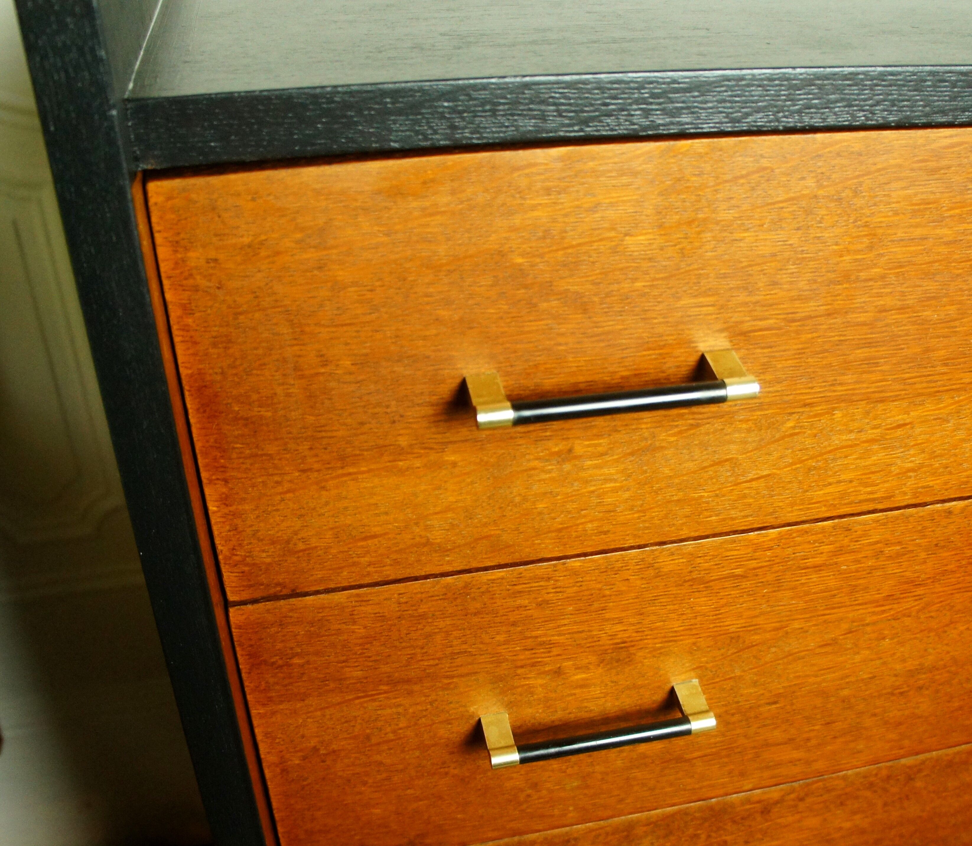 Convenient feet compass wood tinted teak 1950