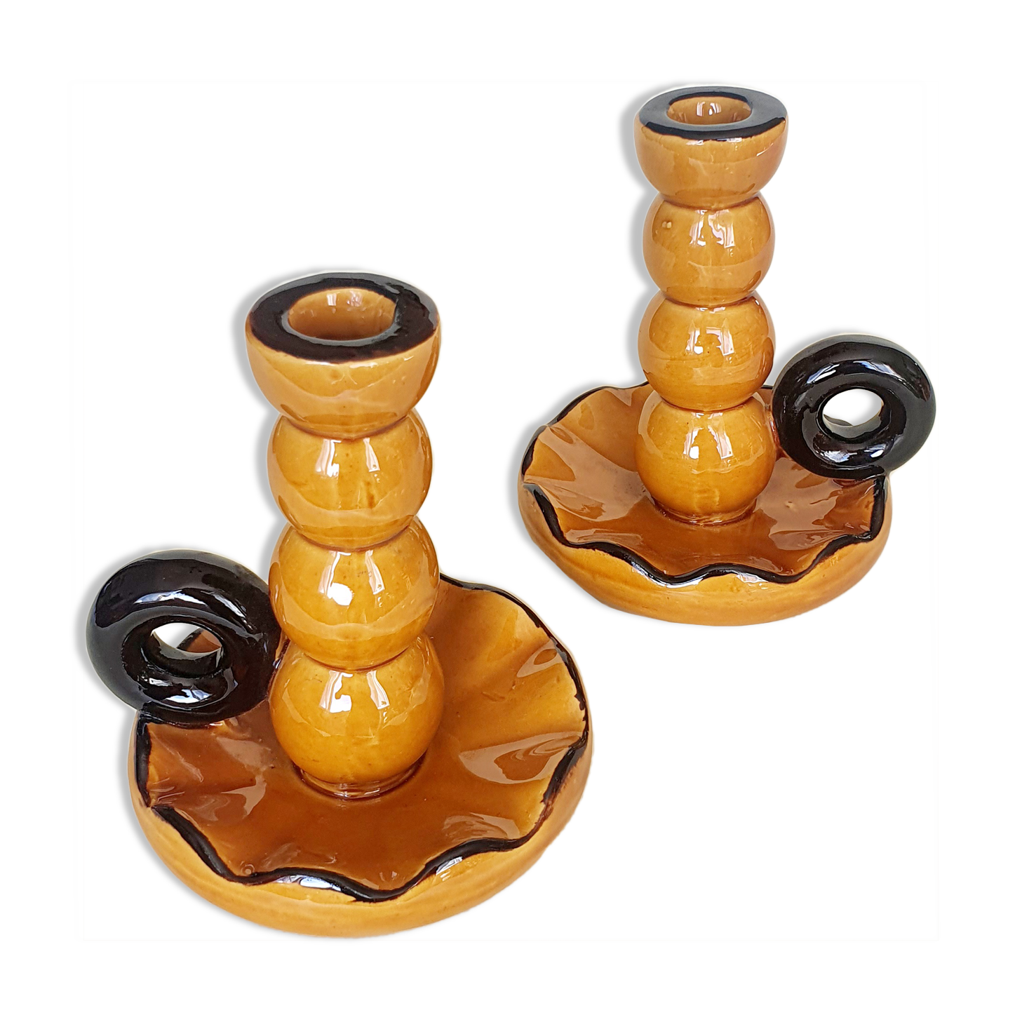 Pair of ceramic candle holders 1950
